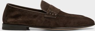 Bally Mens Elios chocolate brown suede loafers Men
