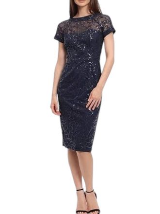 Maggy London Sequin Short Dress In Navy