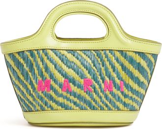 Marni Structured Handbag with Woven Pattern and Embroidered Detail