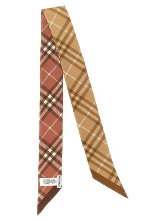 Burberry Double-Sided Burberry Check Silk Scarf - Beige