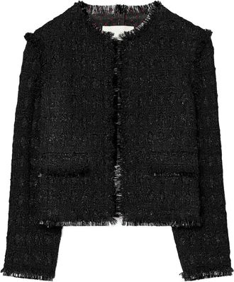 Tory Burch Tinsel tweed jacket - women - Wool - 4 - Black