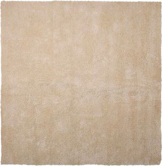 Beliani Alfombra De Pelo Largo Beige Claro 200 X 200 Cm Moderna Cuadrada Demre