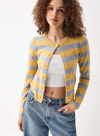 Twik Womens Multi-striped Cardigan Sweater