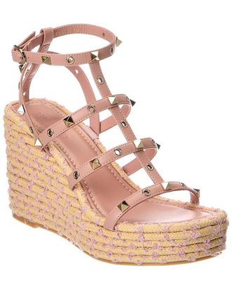 Valentino Rockstud 95 Leather Wedge Sandal