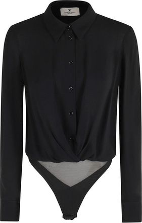 Elisabetta Franchi Fitted Bodysuit Shirt With Draped Front