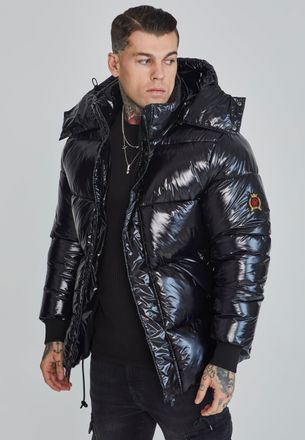 Siksilk Chaqueta puffer negra para hombre SikSilk S