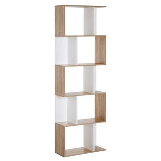 HOMCOM Bookcase - 5-tier - S Shape - Particle Board-White - Home Living | TJ Hughes White