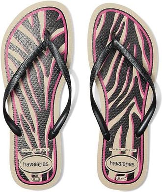Havaianas Slim Animals Sandals Womens Sandals Beige/Dark Grey Metallic : EU 41-42 (US Womens 11-12) M, Rubber