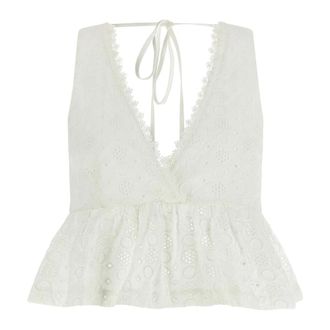 Pinko Sleeveless Tops, female, White, Size: 2XS Kiersten Cropped Top