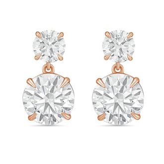 Diana M. Jewels 14KT RG 12.00 Ct TW of Lab grown round diamonds drop earrings