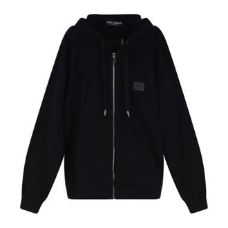 Dolce & Gabbana Zip-through Hoodie - Heren - Vesten met rits - Zwart - XL - Katoen - Hoodies & sweatvesten