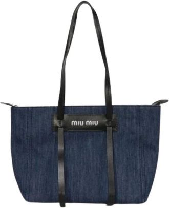 Miu Miu Pre-owned Tote Bags, female, Blue, Size: ONE SIZE Pre-owned Cotton Shoulder Bag