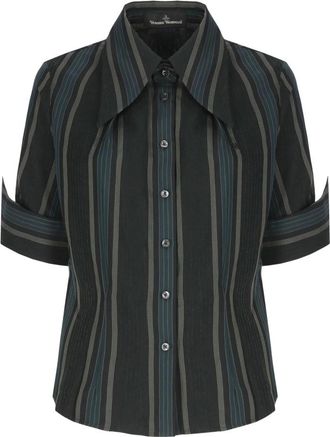 Vivienne Westwood Camisa de Viscosa a Rayas - Blouses & Shirts - Mujer - Verde - XS
