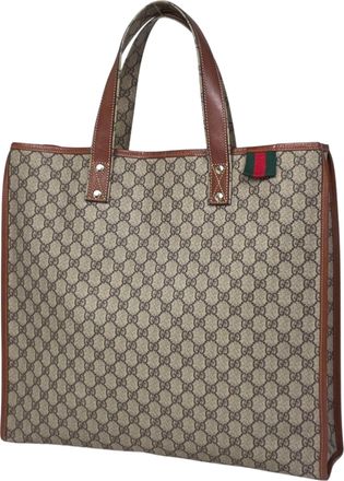 Gucci Beige Brown Gg Supreme Leather Handbag Tote Bag (Pre-Owned)