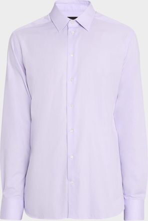 Emporio Armani Mens Cotton Micro-Texture Point Collar Dress Shirt