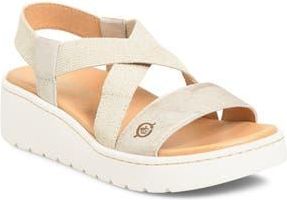 B&oslash;rn Kasady Ankle Strap Platform Wedge Sandal in Light Gold at Nordstrom Rack, Size 10