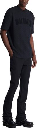 Balmain Terry monogram T-shirt in Black at Nordstrom, Size X-Large