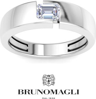 Bruno Magli Mens 3/4 Carat Emerald Cut Lab Grown Diamond Floating Solitaire Ring In Sterling Silver
