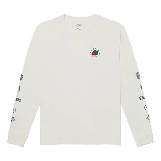 Vans (WMNS) Vans Strawberry Printing Round Neck Pullover Long Sleeves Creamy White VN0A5F6AFS8