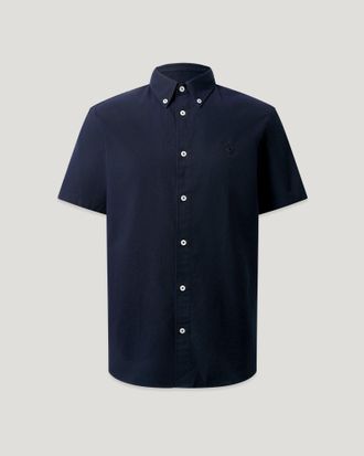 Belstaff Short Sleeve Street Shirt Mens Compact Cotton Oxford Dark Ink Size 2XL