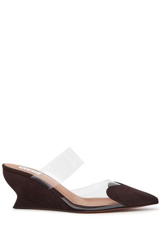 Alaia Le Coeur 60 Wedge Suede Mules - Brown - 37 (IT37/ UK4)