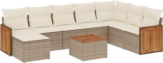 vidaXL Set De Sof&aacute;s De Jard&iacute;n 9 Pzas Con Cojines Rat&aacute;n Sint&eacute;tico Beige Vidaxl