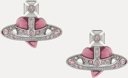 Vivienne Westwood New Diamante Heart Earrings Platinum-vintage-rose-crystal-light-rose-enamel Platinum-vintage-rose-crystal-light-rose-enamel Women