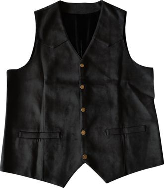 Generic Mens Brown Cowboy Waistcoat Fancy Dress Costume, Oktoberfest Bavarian Traditional Button Waistcoats,Mens Formal Wedding Party Waistcoat Solid Color Ve