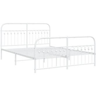 vidaXL Estructura Cama Sin Colch&oacute;n Con Estribo Metal Blanco 150x200 Cm Vidaxl