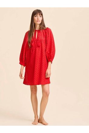 Mille Daisy Dress In Scarlet Eyelet