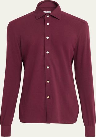 Kiton Mens Solid Cotton Classic-Fit Sport Shirt