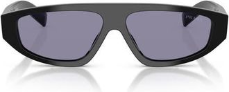 Prada 57mm Irregular Sunglasses in Black /Violet Mirror Silver at Nordstrom