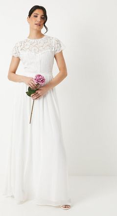 Coast Short Sleeve Eyelash Bodice Wedding Dress