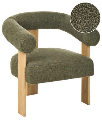 Beliani Sill&oacute;n Boucl&eacute; Verde Marr&oacute;n claro