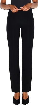 SKIMS The Essential Collection High Waist Pintuck Straight Leg Pants in Obsidian at Nordstrom, Size Xx-Small