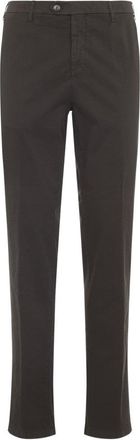 Canali Brown Straight-Leg Trousers With Button Closure