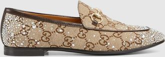 Gucci Womens Gucci Jordaan Loafer, Beige, Fabric