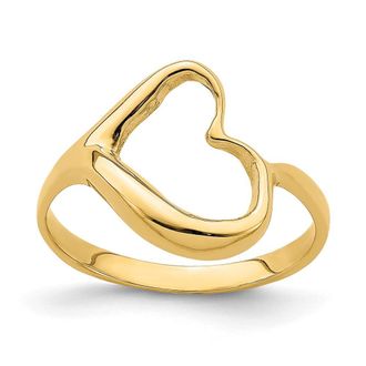 Diamond2Deal 14k Yellow Gold Tilted Heart Ring