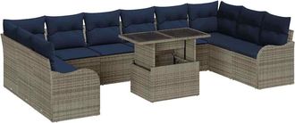vidaXL Conjunto De Sof&aacute; De Jard&iacute;n 11 Uds. Gris Polirat&aacute;n Vidaxl