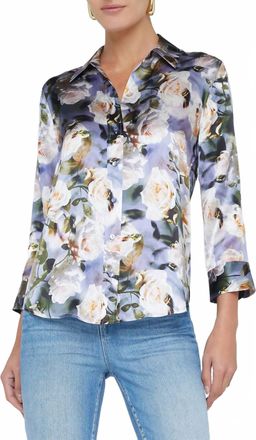 L'agence Dani 3/4 Sleeve Blouse In Multi Distress Floral