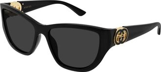 Gucci Zonnebril - Dames - Zonnebrillen - Zwart - 56 MM - Nylon - Accessoires