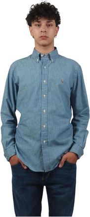 Ralph Lauren Overhemden, Heren, Blauw, S, Katoen, Cotton Chambray Shirt