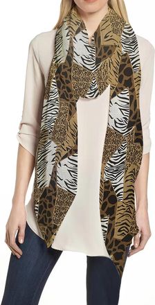 Lina & Lily Leopard Animal Print Womens Large Scarf Lightweight (Brown, White, Black)