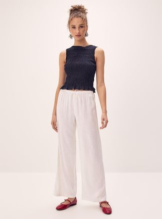 Twik Womens Viscose and linen wide-leg pant