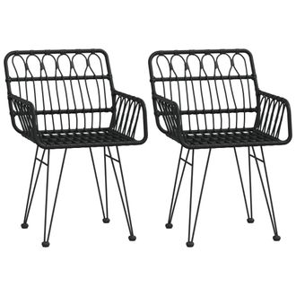 vidaXL Vidaxl - Sillas De Jard&iacute;n Reposabrazos 2 Uds Rat&aacute;n Pe Negro 56x64x80 Cm