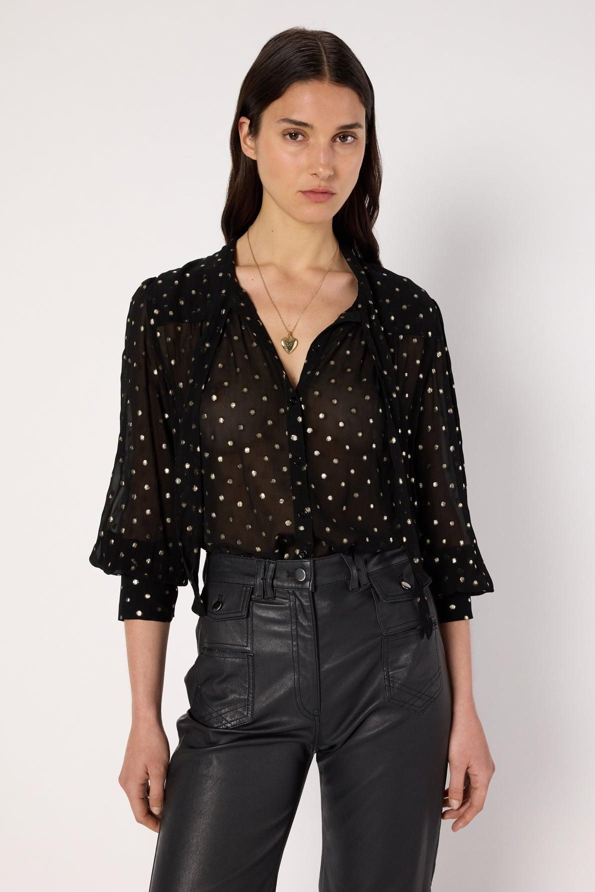Haut Femme Chic Élégant Manches Longues Dentelle - Blouse Tops Élégante Polyvalente HY11