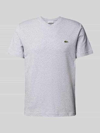 Lacoste T-Shirt mit Label-Stitching Modell Basic in Hellgrau, Größe XXXL