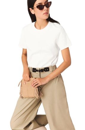 Maje T-shirt with small embroidered logo in White at Nordstrom, Size X-Small