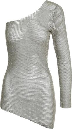 Santa Brands One Shoulder Mesh Jurk - Dames - Feestkleedjes - Geel - XS - Katoen - Kleedjes