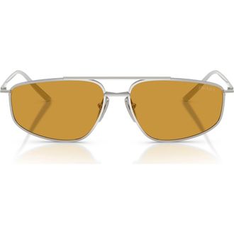Prada 58mm Pillow Sunglasses in Silver /Dark Honey at Nordstrom